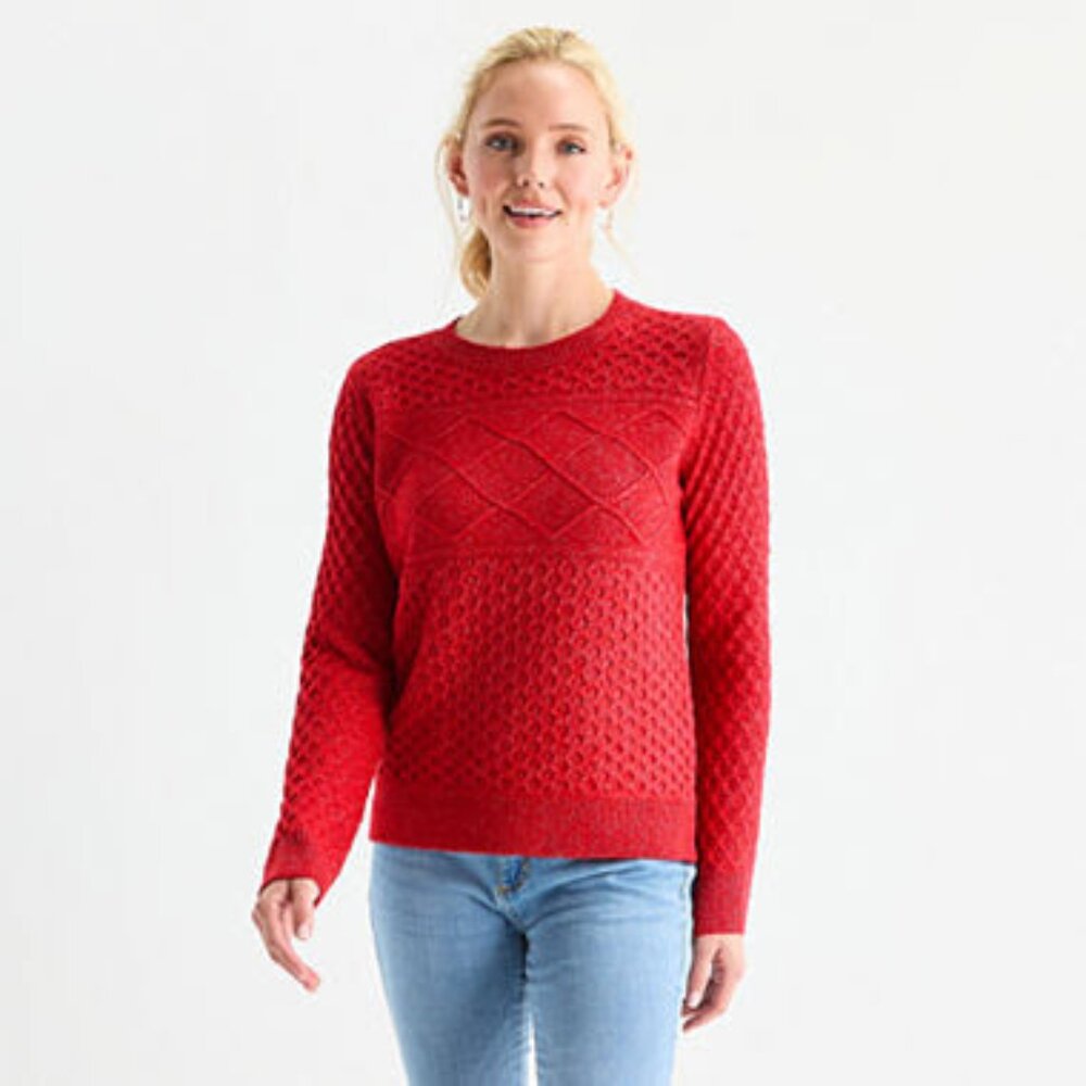 NWT ST JOHNS BAY Womans crew neck long sleeve pullover sweater